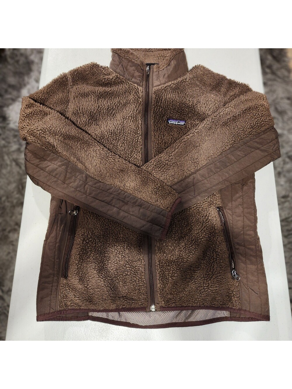 Patagonia Women's L Brown Full Zip Pockets Mid-Length Long Sleeve Jacket Casual